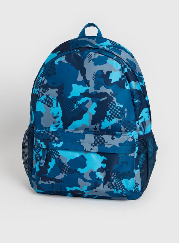 Blue Camo Print Backpack One Size