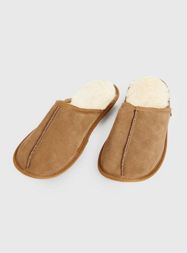 Buy totes Tan Suede Mule Slippers With Faux Fur M Loungewear Tu