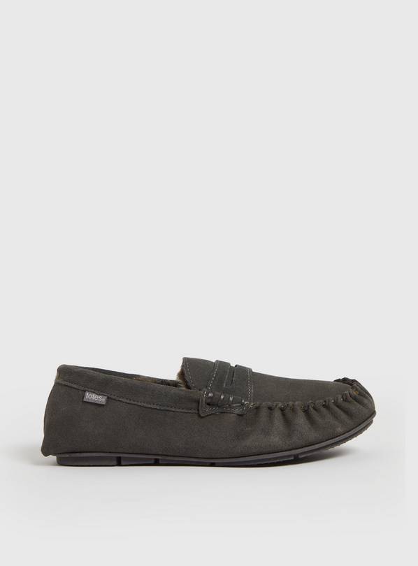 Grey Suede Moccasin Slippers 8