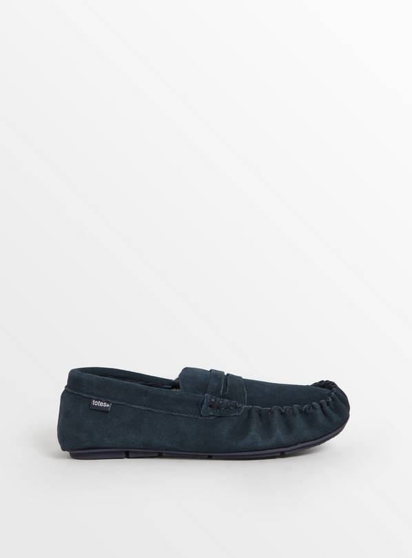 Totes navy best sale suede moccasin slippers