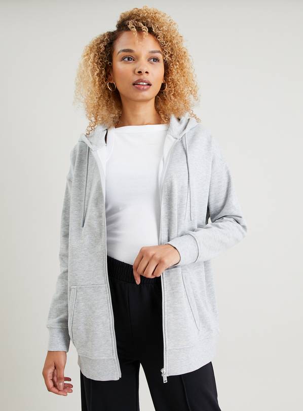 Oversized grey zip sale up hoodie