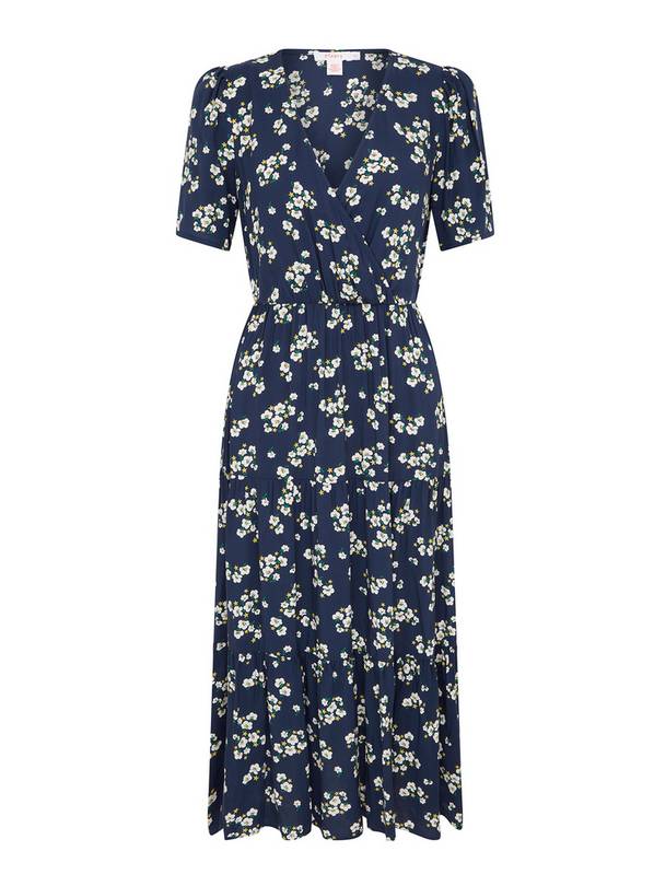 Buy FINERY Amara Navy Blossom Midi Dress - 8 | Dresses | Argos