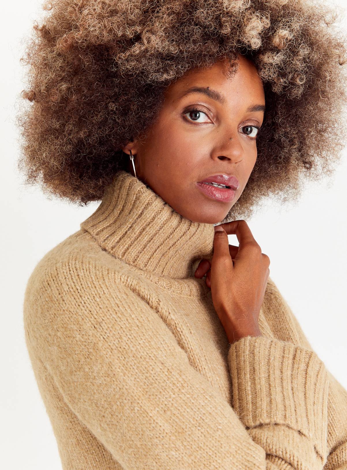 Camel Roll Neck Knitted Dress 8 - Image 3