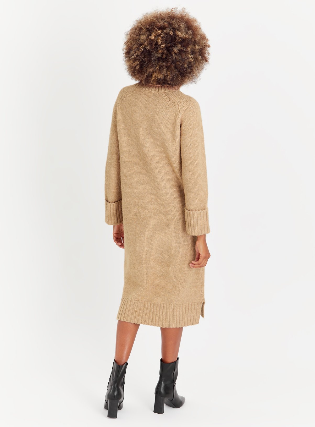 Camel Roll Neck Knitted Dress 8 - Image 4 thumbnail