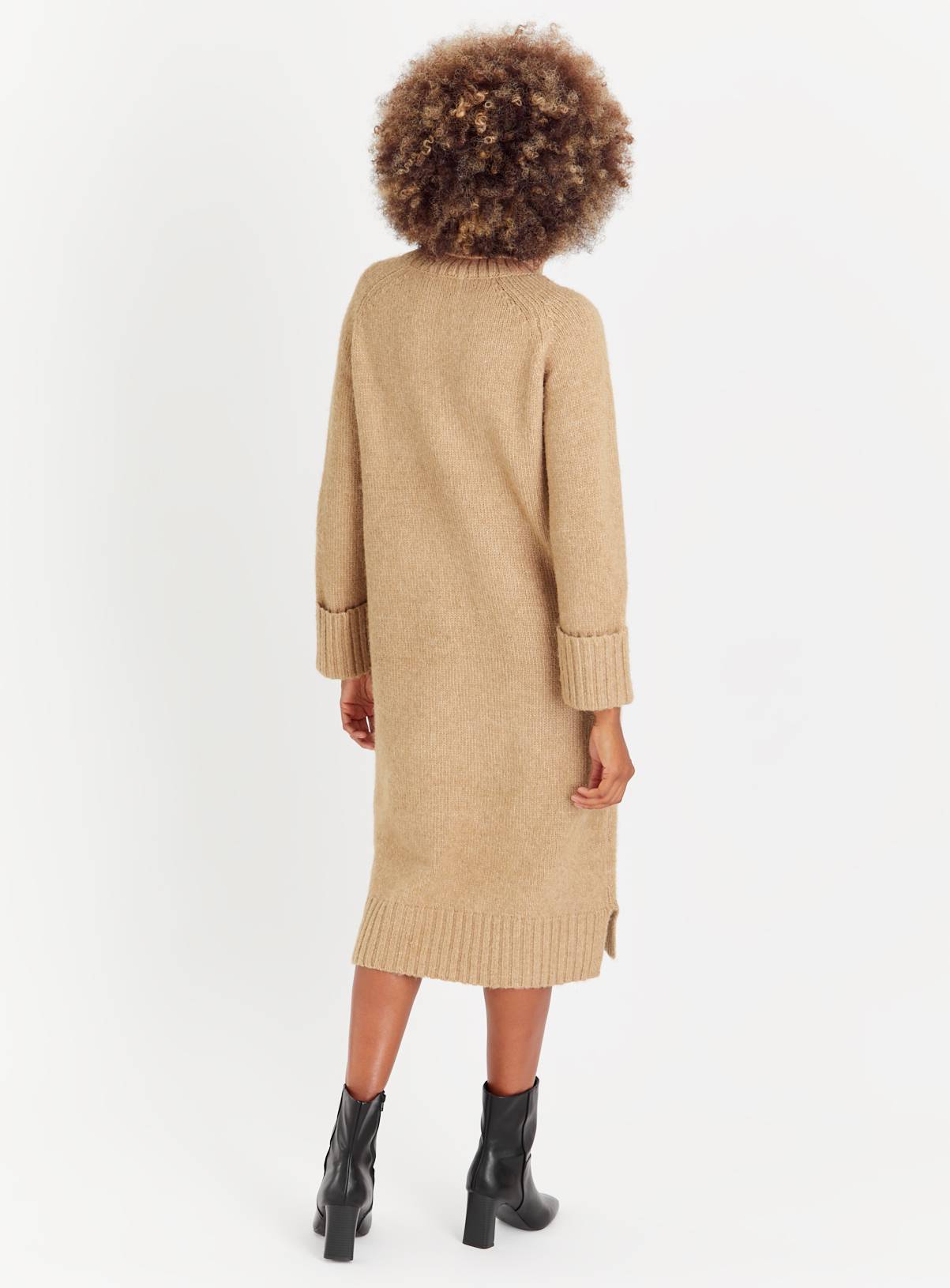 Camel Roll Neck Knitted Dress 8 - Image 4