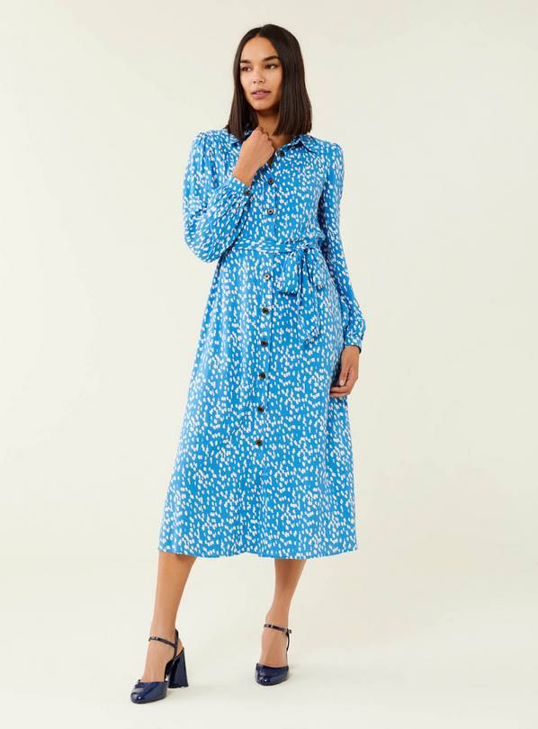 FINERY Agrata Blue Dash Midi Dress 18