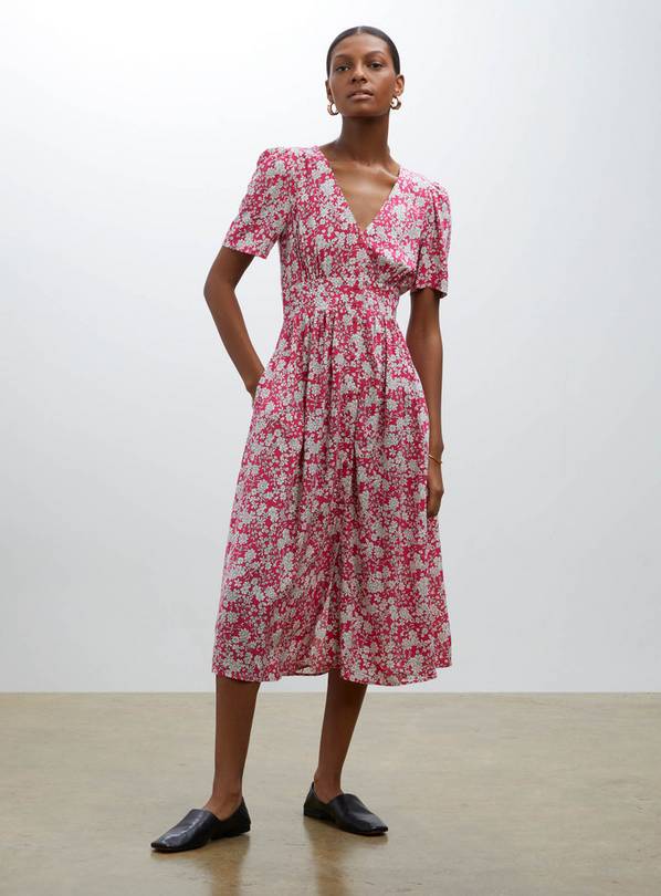 FINERY Petulia Pink Ditsy Midi Dress 20