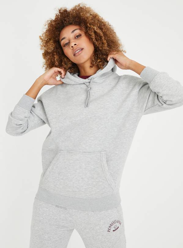 Grey Marl Overhead Hoodie L