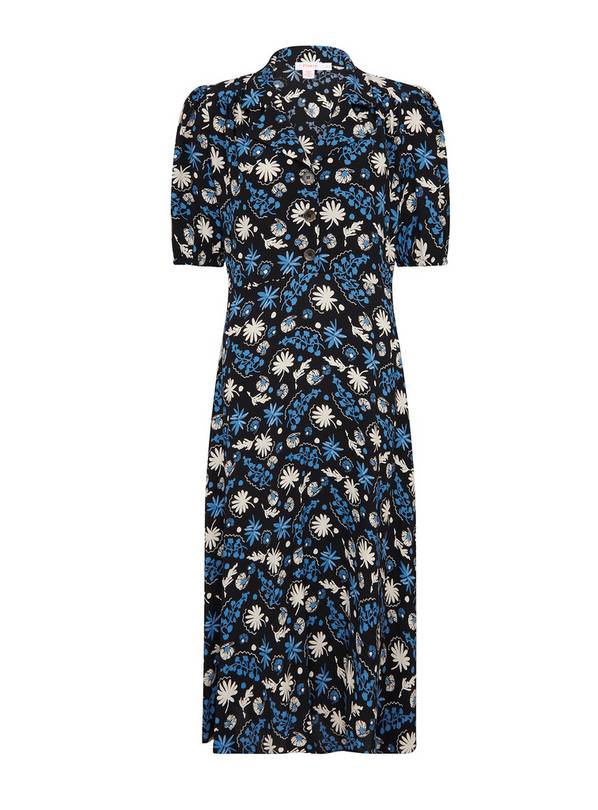 FINERY Deandra Black Shell Midi Dress 18