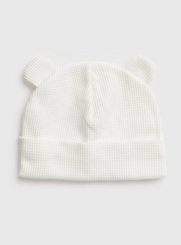 Buy Cream Waffle Bear Hat 3-6 months | Accessories | Argos