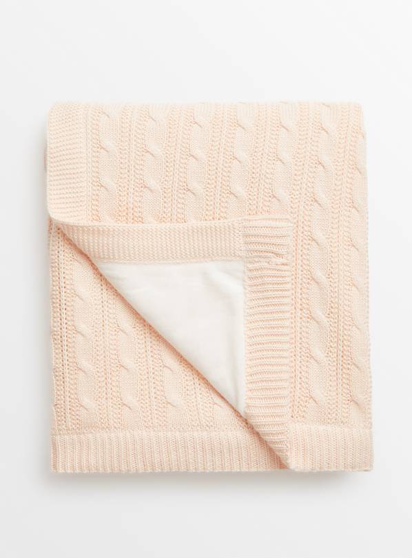 Pink Cable Knit Blanket One Size