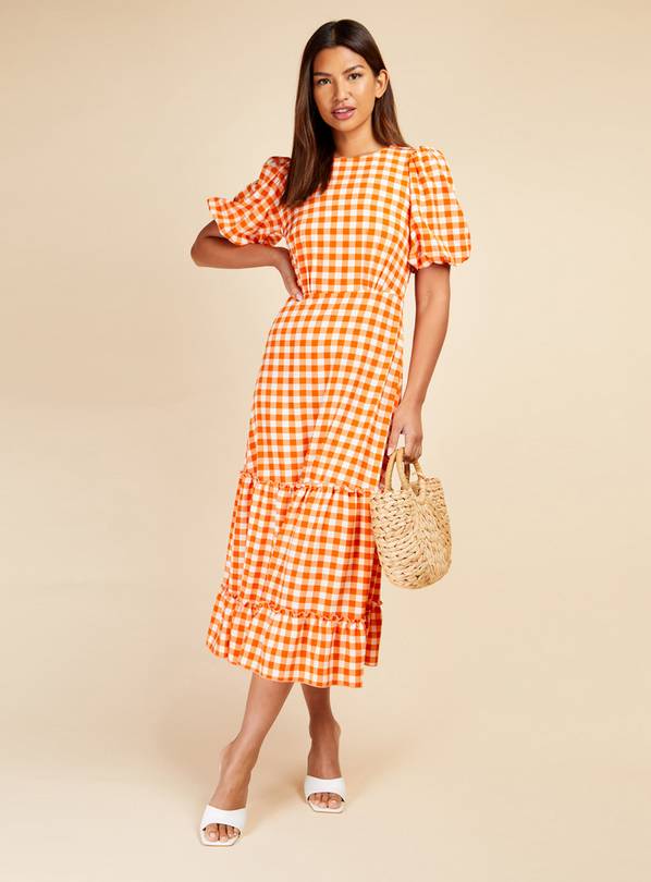 Orange clearance checkered dress