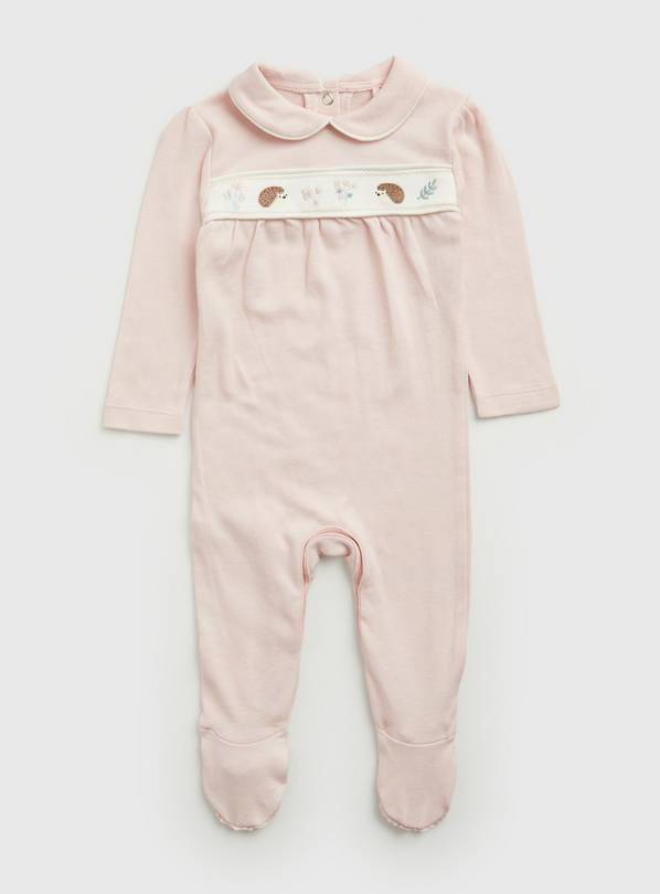 Pink Collared Hedgehog Sleepsuit Up to 1 mth