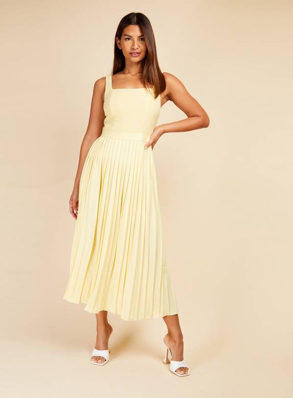 LITTLE MISTRESS Yellow Pleat Midi Dress 10