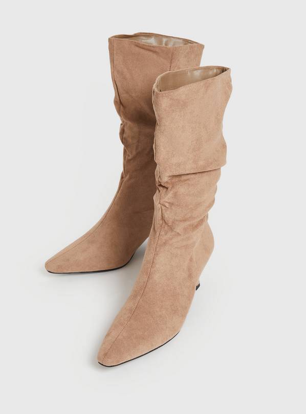 Buy Taupe Faux Suede Heeled Boots 7 Boots Tu