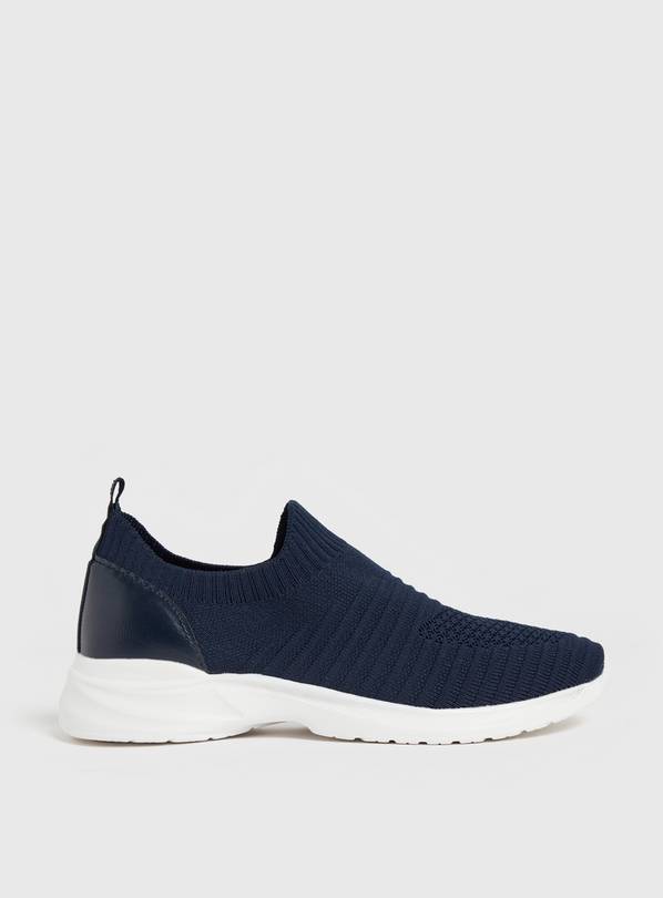 Buy Navy Knitted Slip On Trainers - 8 | Trainers | Argos
