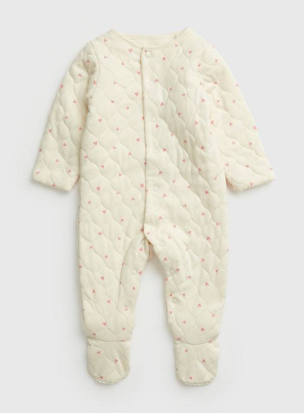 Cream Heart Print 2.5 Tog Quilted Sleepsuit 9-12 months