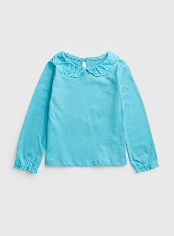 Turquoise Frill Collar Long Sleeve Top 1-1.5 years