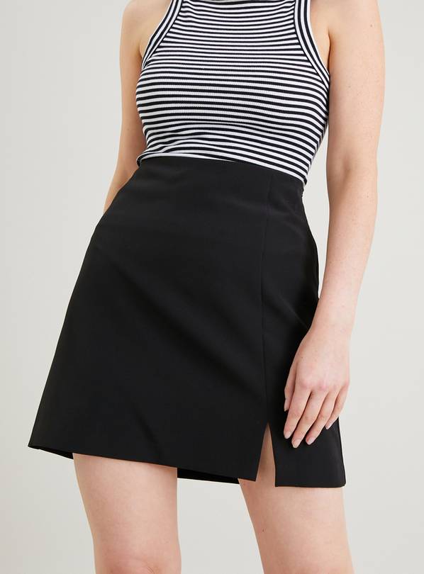 Farrah Mini Skirt - High Waisted A Line Skirt in Black