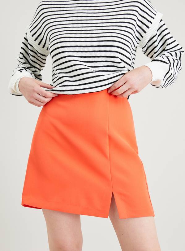 Orange Side Split Mini Skirt 14