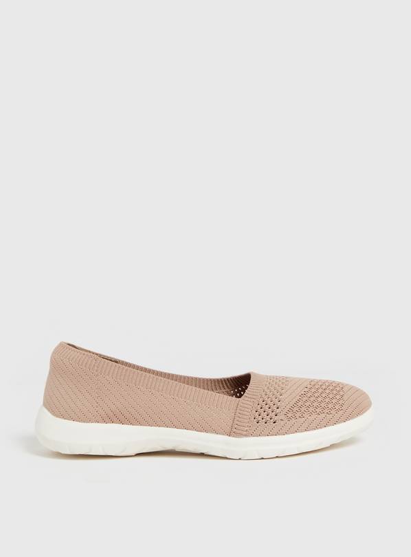Nude Knitted Sporty Ballerina Pumps - 3