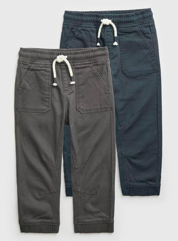 Grey & Navy Woven Trousers 2 Pack 3-4 years