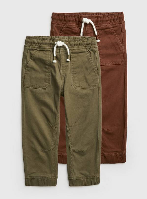 Khaki & Brown Woven Trousers 2 Pack 2-3 years