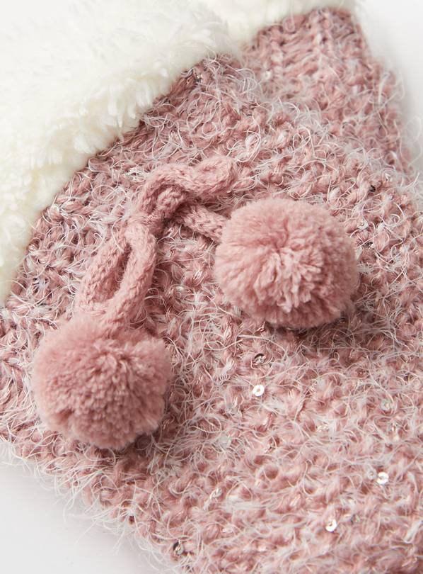 Buy Pink Sequin Pom Pom Slipper Socks 4 8 Socks Tu