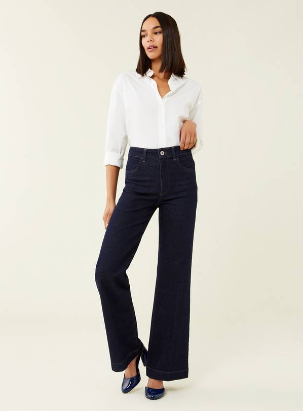 Buy FINERY Dark Denim Gio Wide Leg Jeans - 38 | Jeans | Argos