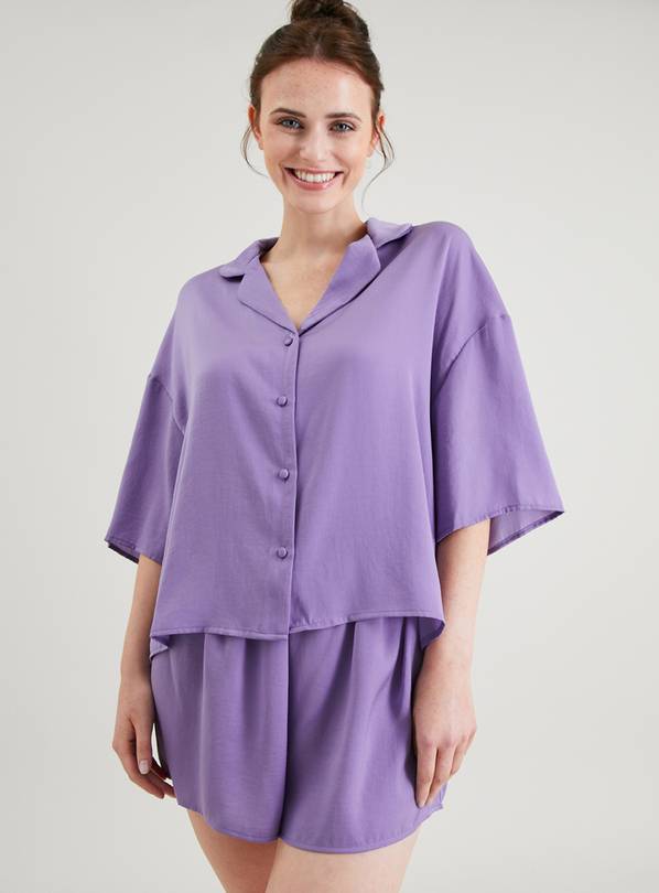 Buy Purple Satin Traditional Shortie Pyjamas 8 Pyjamas Tu