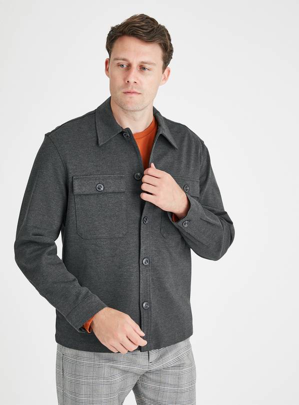 Buy Grey Jersey Shacket M | Coats and jackets | Tu