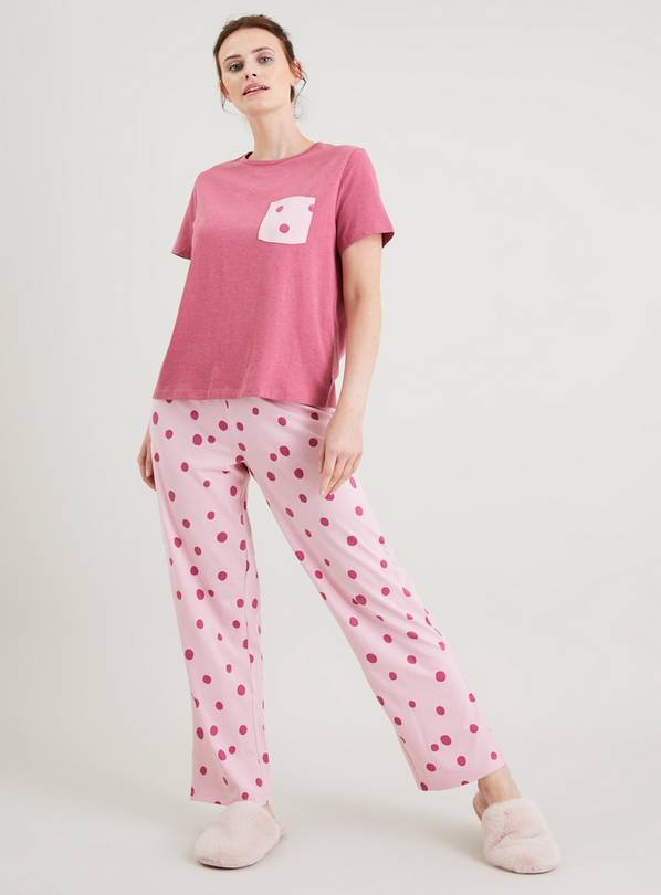 Buy Pink Polka Dot Print Pyjamas 8 | Pyjamas | Argos