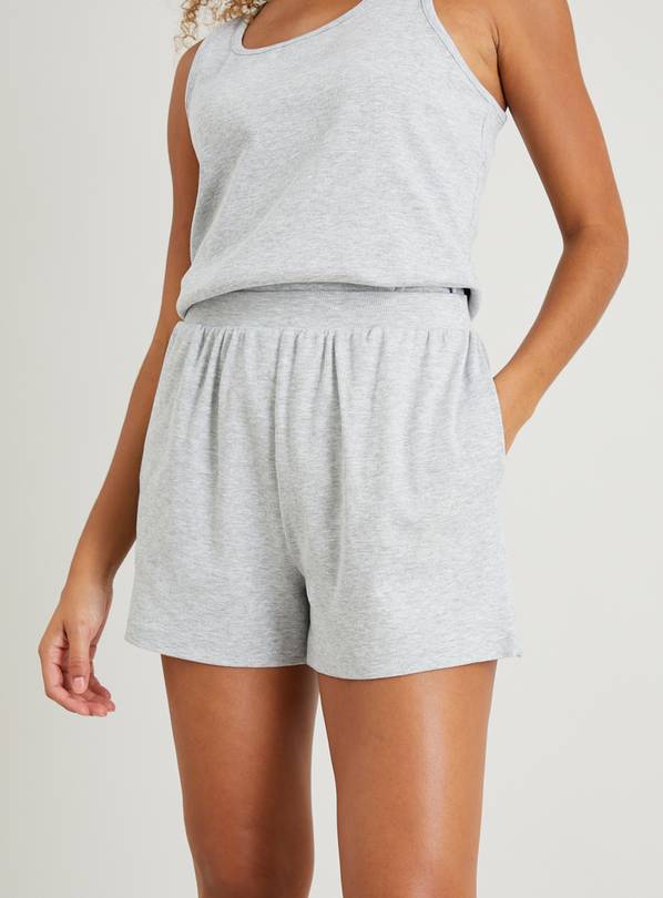 Grey Marl Ribbed Coord Pyjama Shorts 12