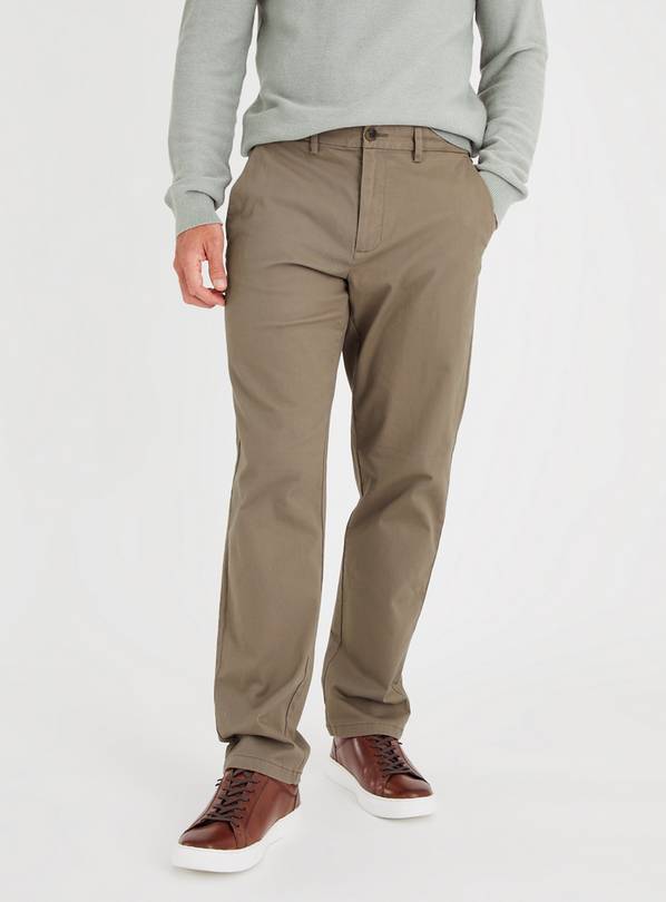Buy Neutral Straight Leg Chinos With Stretch 34S | Trousers | Argos
