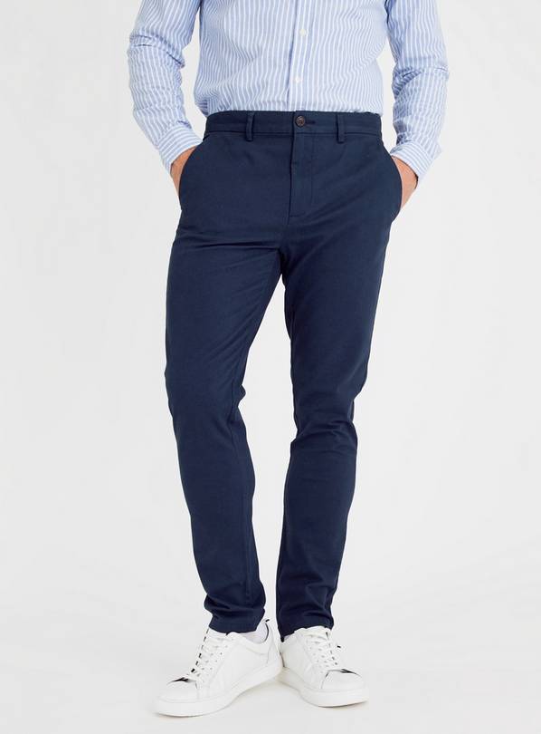 Navy Skinny Fit Chino With Stretch 36L
