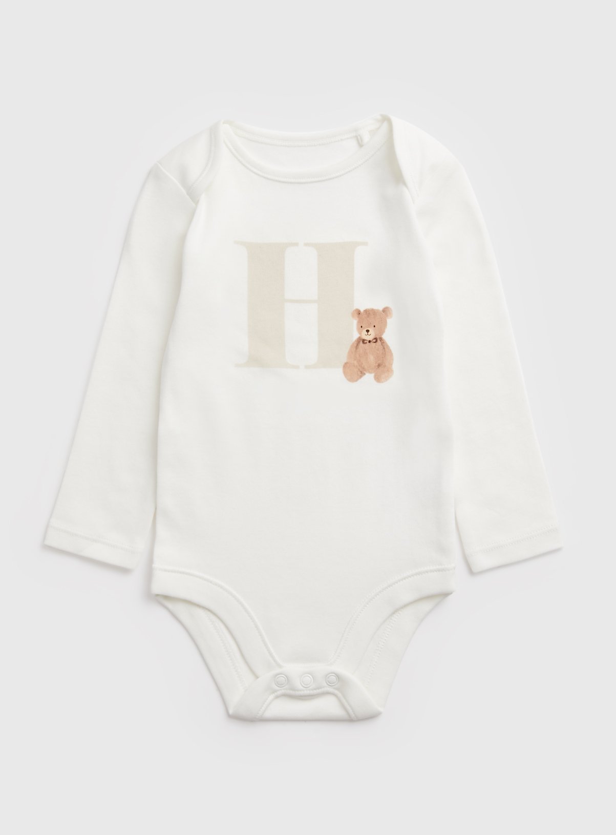 White White Teddy Bear H Initial Bodysuit - Tu by Sainsbury's