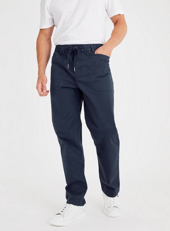 Navy Loose Fit Utility Trousers 38R