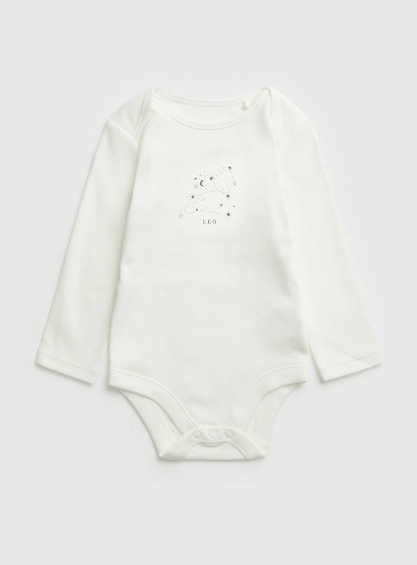 White Leo Zodiac Bodysuit - Up to 1 mth