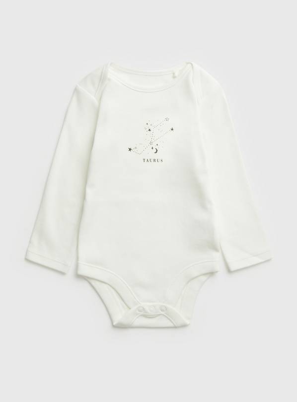 White Taurus Zodiac Bodysuit Up to 3 mths