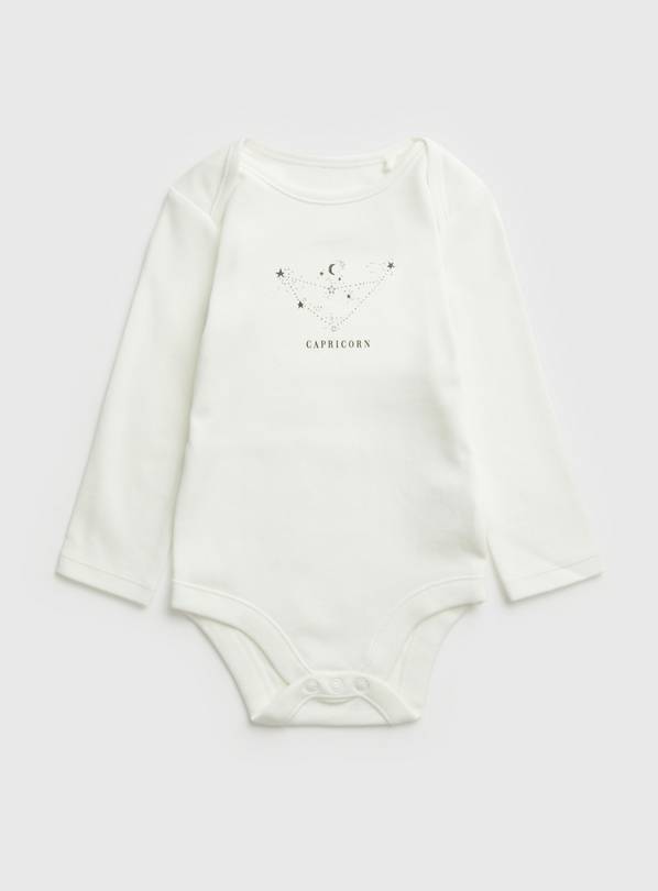 White Capricorn Zodiac Bodysuit - Newborn