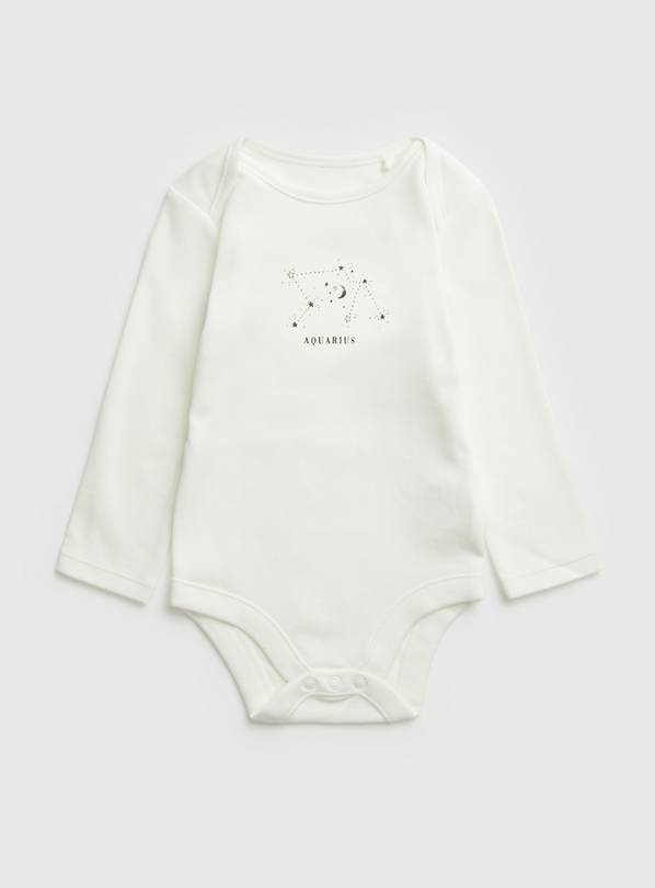 White Aquarius Zodiac Bodysuit - Newborn