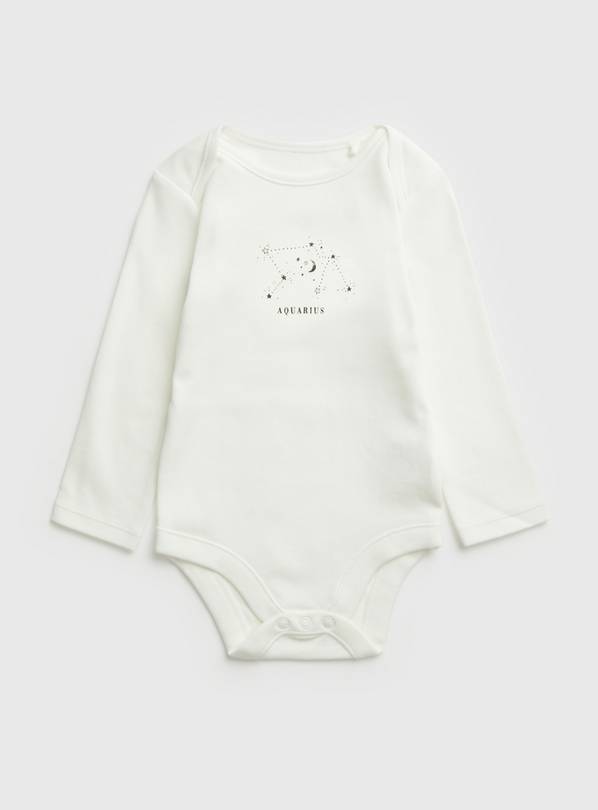 White Aquarius Zodiac Bodysuit Up to 3 mths