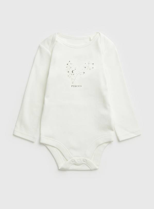 White Pisces Zodiac Bodysuit 9-12 months