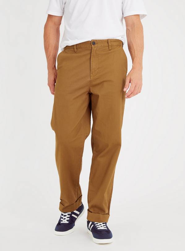 Buy Tan Loose Fit Chinos With Stretch 34R | Trousers | Tu