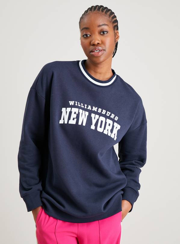 Buy Navy Varsity New York Slogan Sweatshirt - M | Hoodies and sweatshirts |  Argos