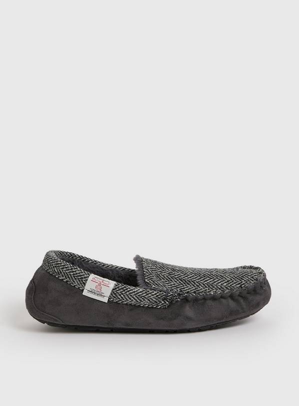 Grey Harris Tweed Moccasin Slippers 9