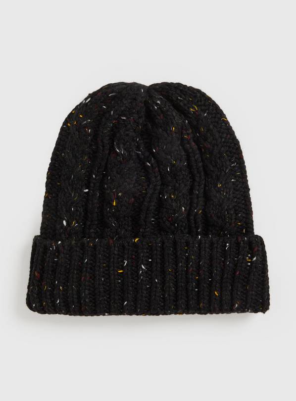 Black cable best sale knit hat