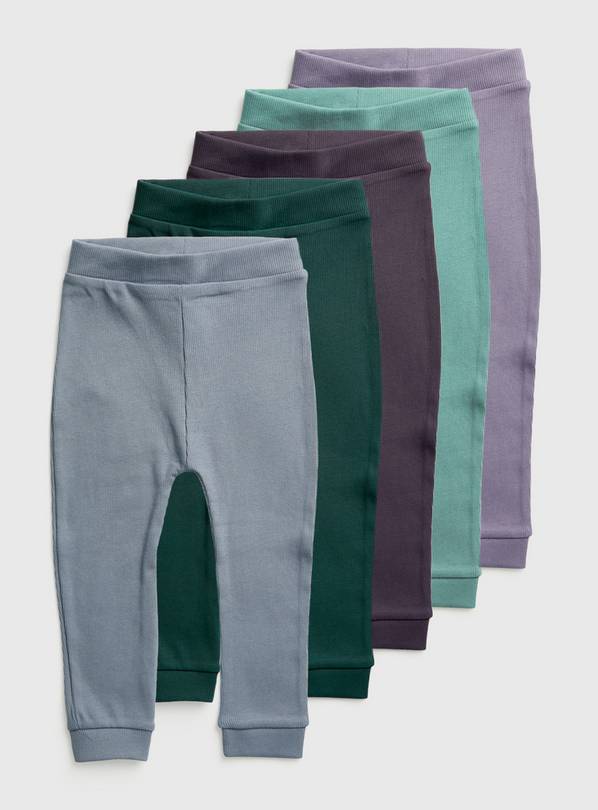 Buy Muted Ribbed Leggings 5 Pack 1.5-2 years, Trousers and joggers