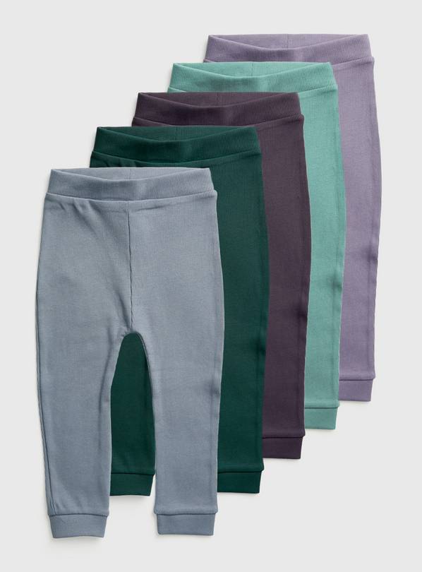 Muted Ribbed Leggings 5 Pack 2-3 years