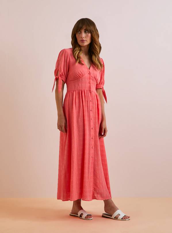 Everbelle Pink Sheer Woven Check Maxi Dress 10